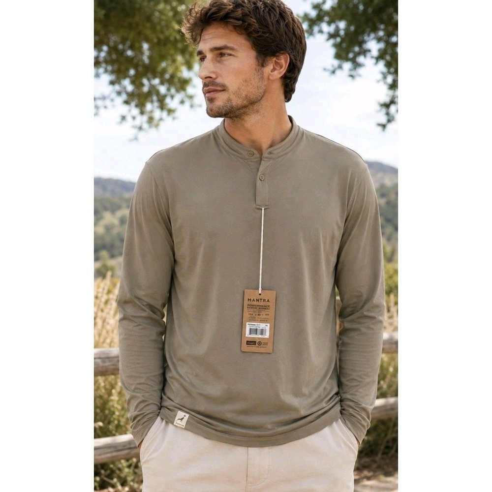 NWT Mantra Fugi Contrast Long Sleeve Polo L Performance Quiet Luxury Minimalist